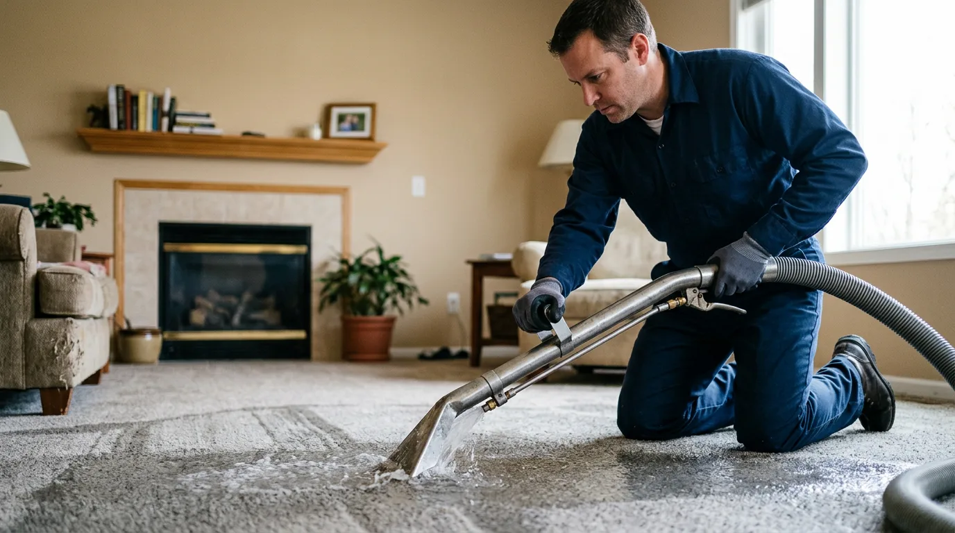 Water damage restoration technician working near Lake George, MI